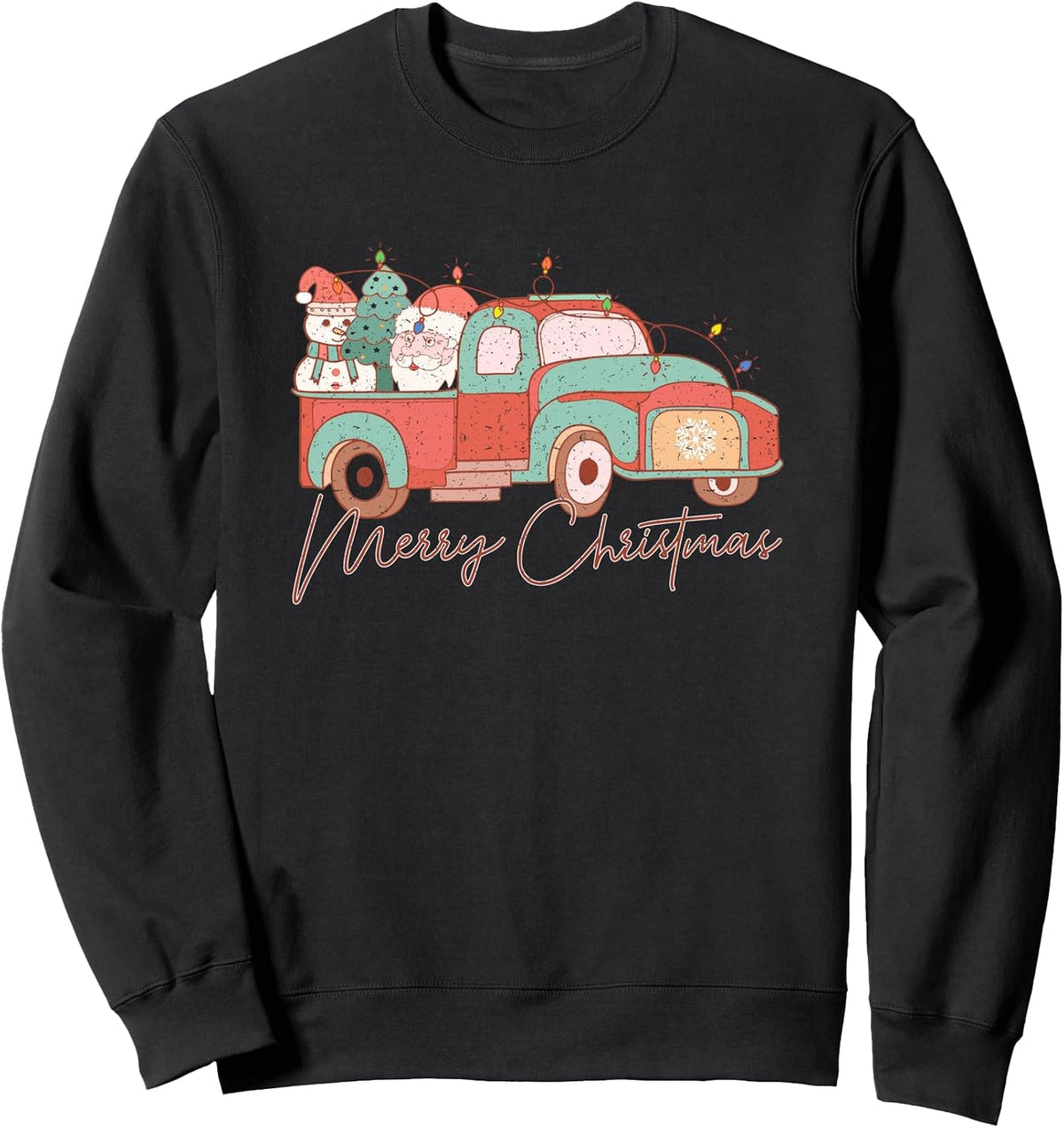 Merry Christmas Vintage Truck Art Scene Sweatshirt