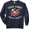 Cozy Vibes Chilly Nights Holiday Cocoa Art Comfort Colors Adult Sweatshirt