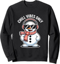 Chill Vibes Only Snowman Christmas Winter Music Vibes Sweatshirt