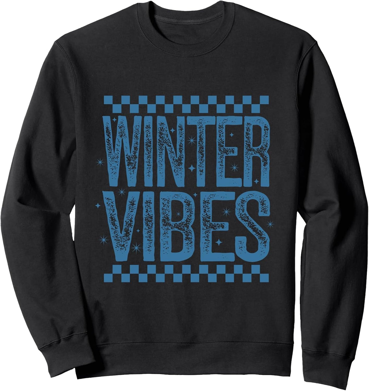 Winter Vibes Cozy Season Retro Winter Blue Checkered Sweatshirt