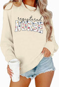 Registered Nurse Sweatshirt for Women School Nurse Life Pullover Nursing Student Tops Long Sleeve Tee