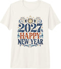 Boho Happy New Year 2027 Celestial Sun Moon Stars Premium Tri-Blend T-Shirt