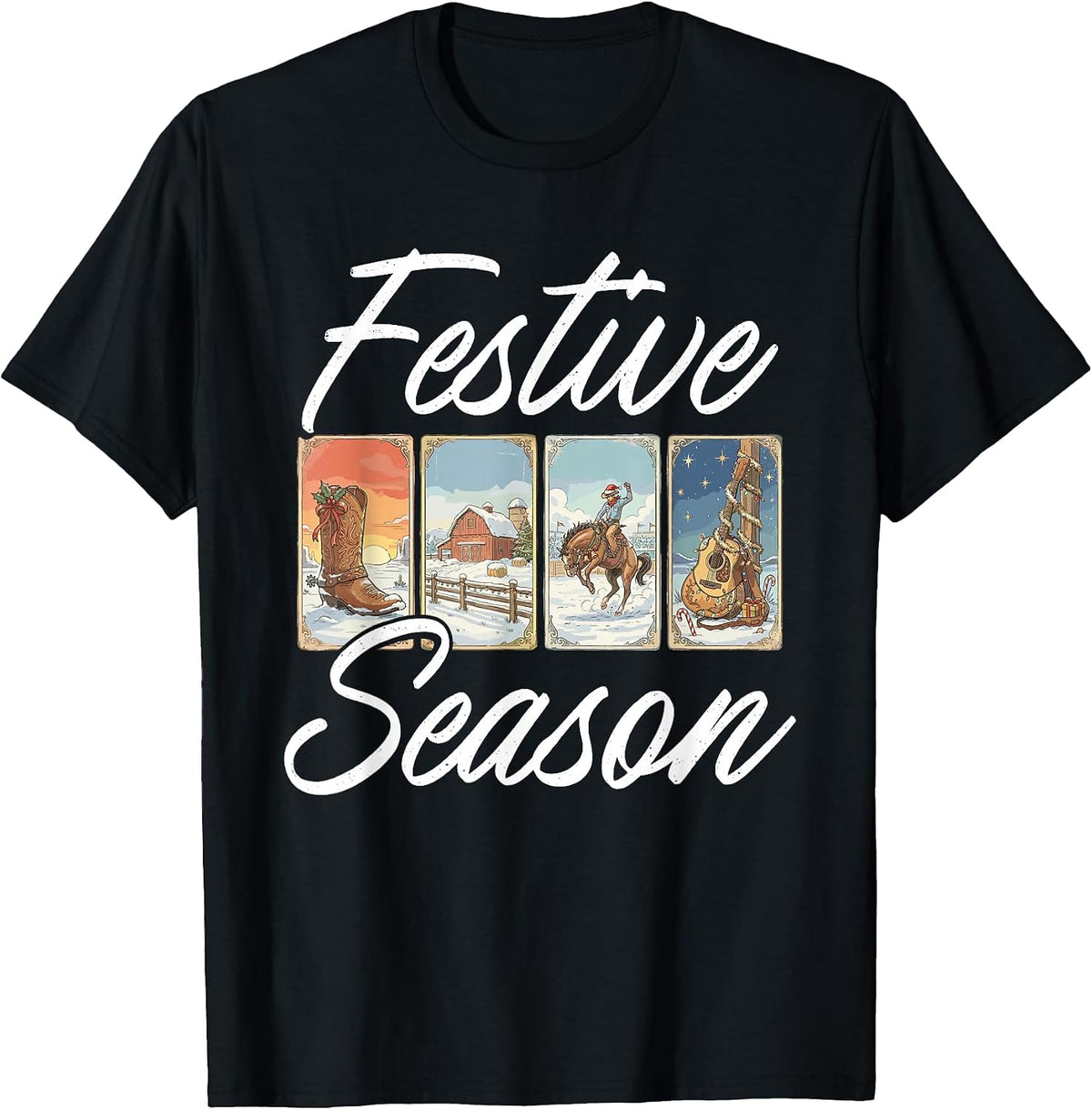 Festive Season Cowboy Cowgirl Christmas Country Western T-Shirt