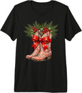 Coquette Cowgirl Boots Christmas Vintage Western Holiday Premium Tri-Blend T-Shirt