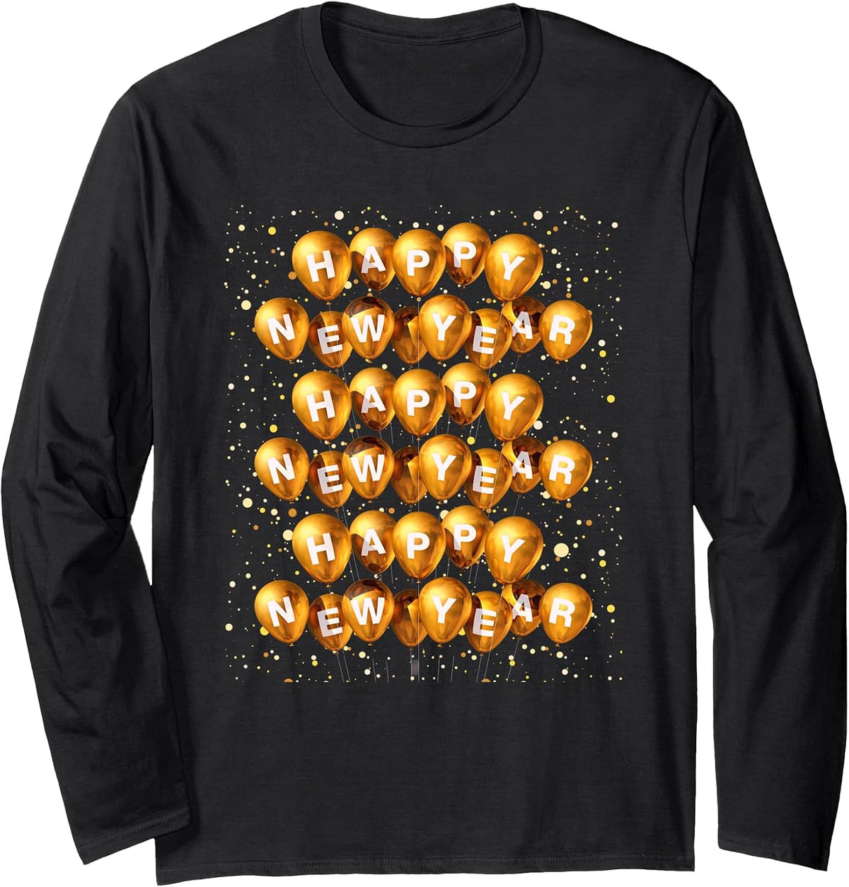 Gold New Year Balloon Bunch Graphic Happy New Year 2027 Long Sleeve T-Shirt