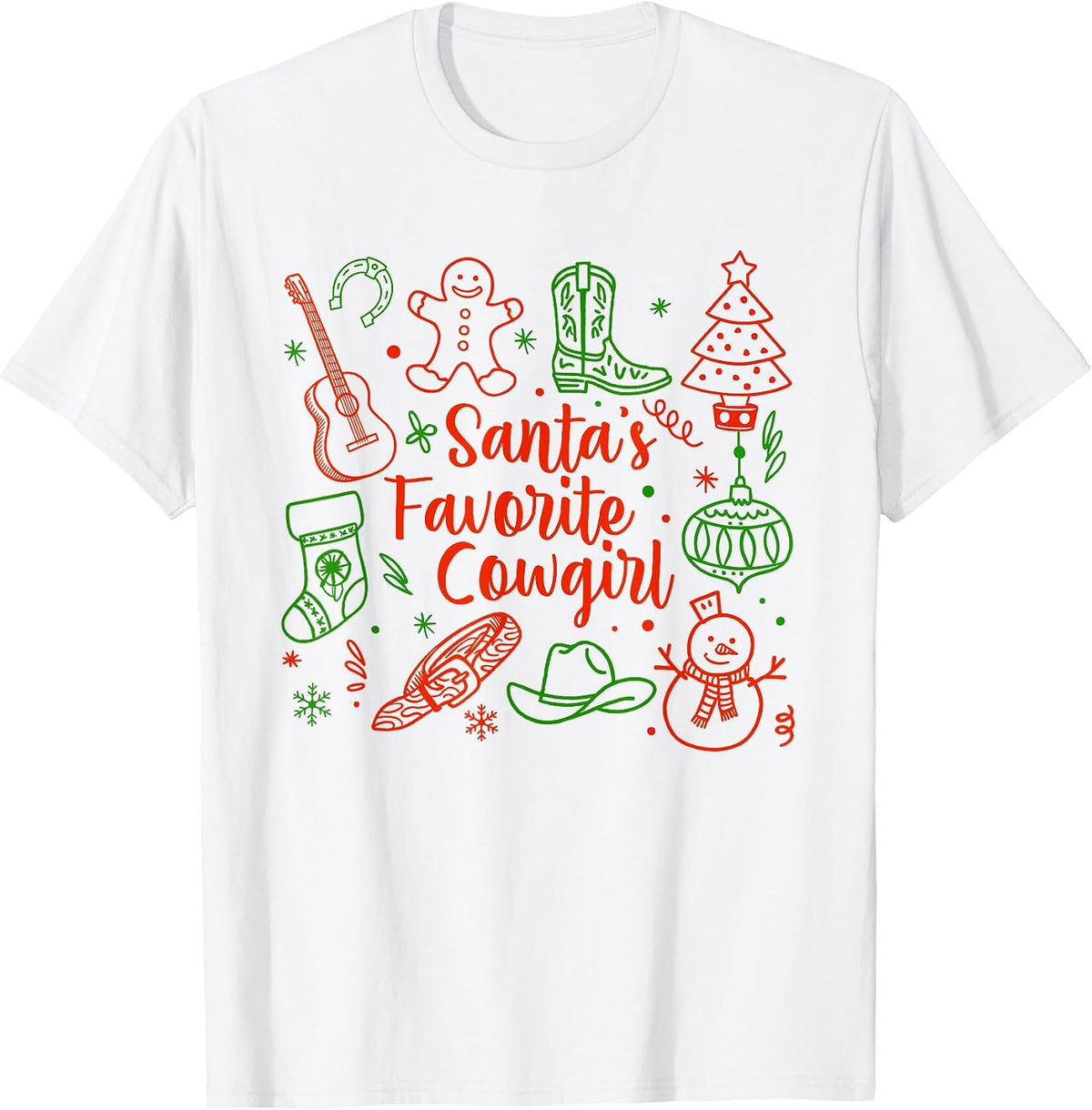 Santa's Favorite Cowgirl Christmas Western Country Girl Xmas T-Shirt