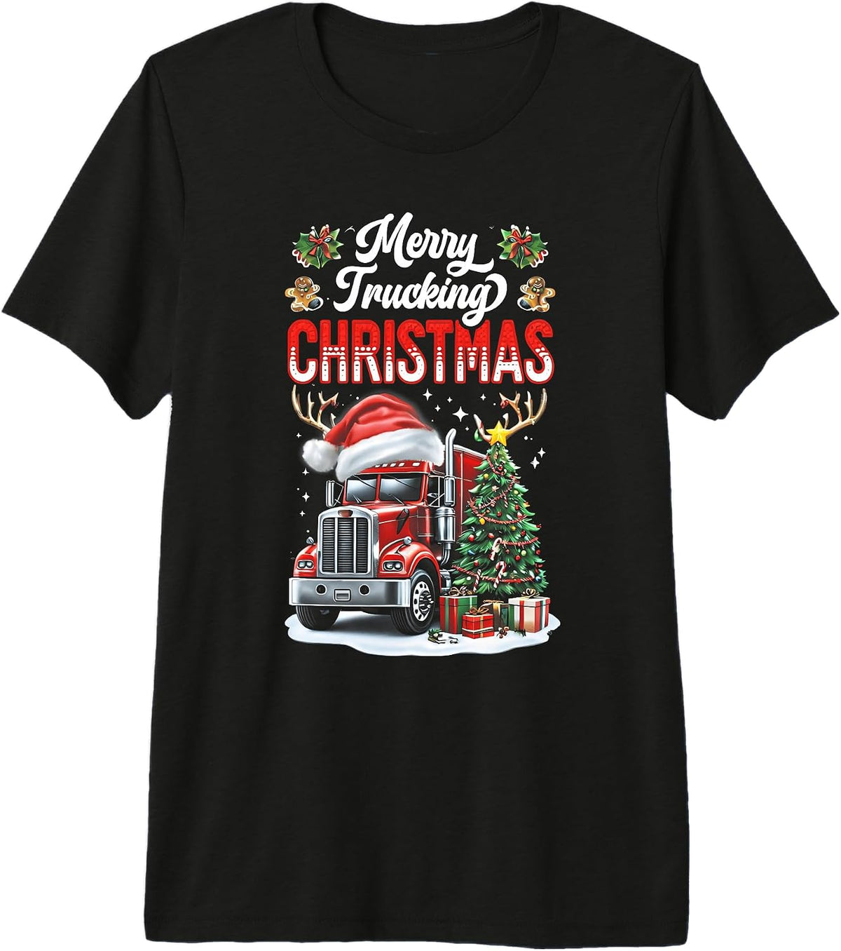 Merry Trucking Christmas Cool Truck Driver Funny Trucker Premium Tri-Blend T-Shirt