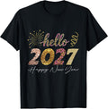 Hello 2027 Happy New Year Leopard Print Party T-Shirt