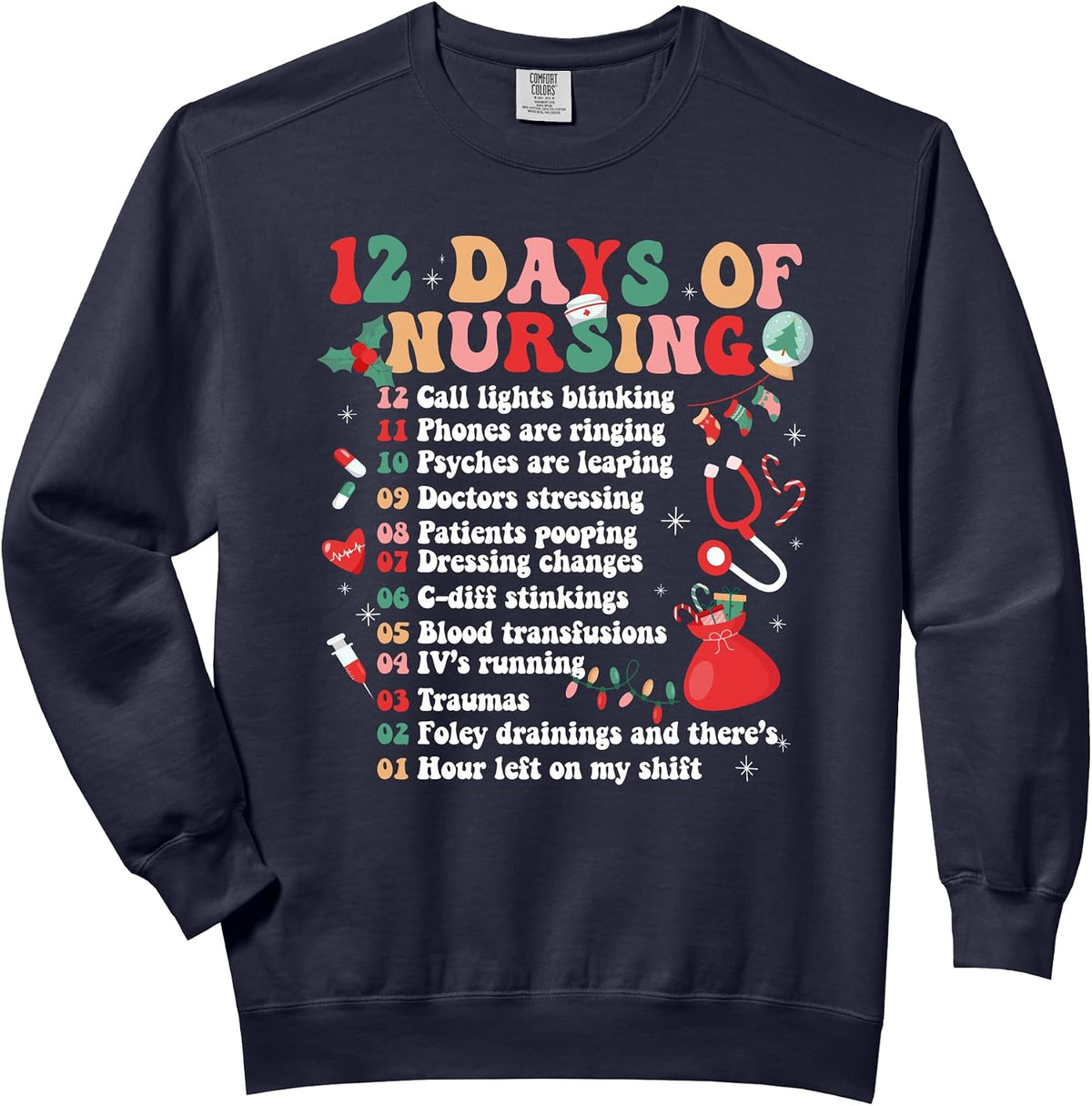 12 Days Of Nursing Nurse Merry Christmas Xmas.