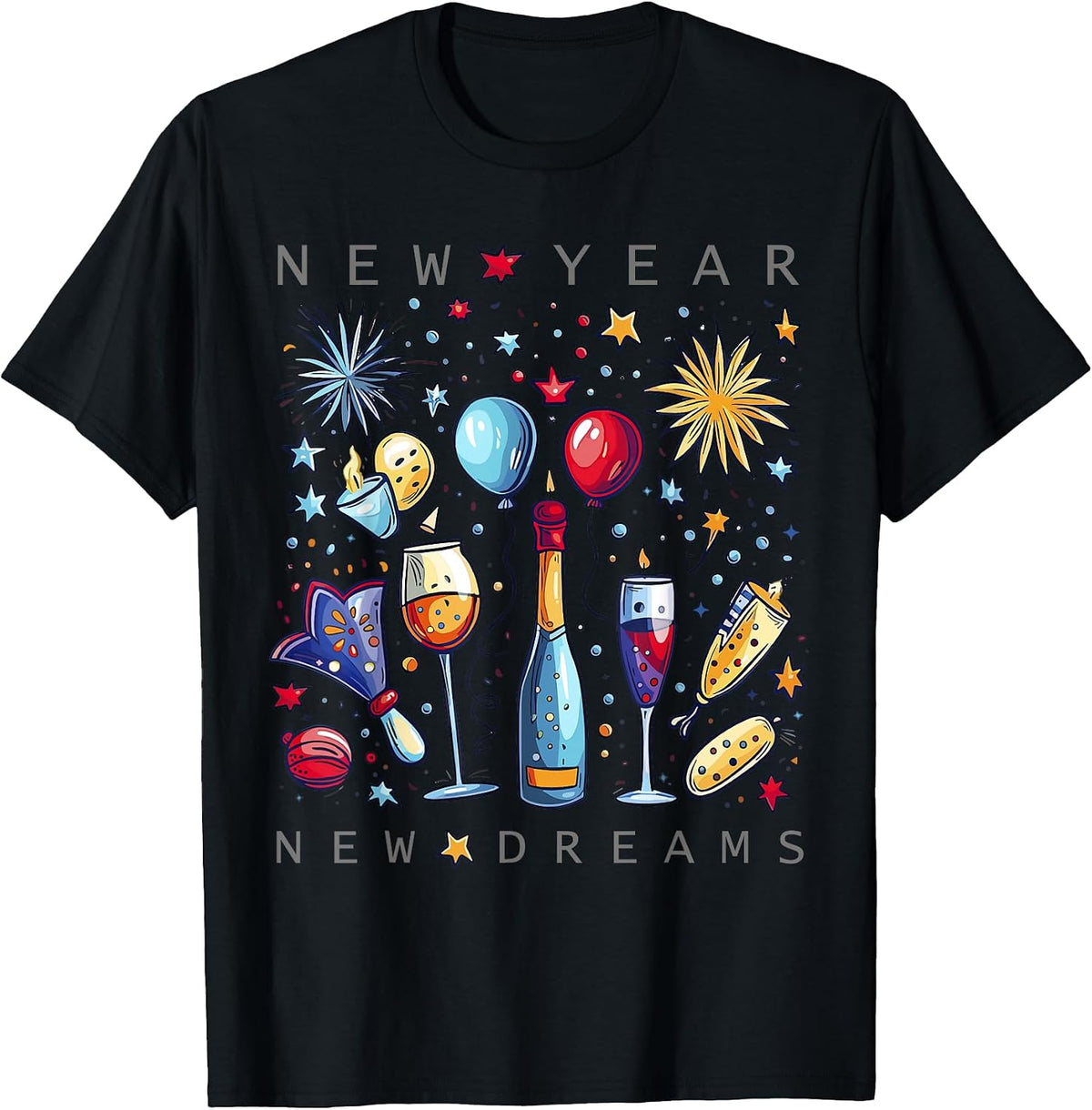 Happy New Year New Dreams 2026 Family Matching Fireworks T-Shirt