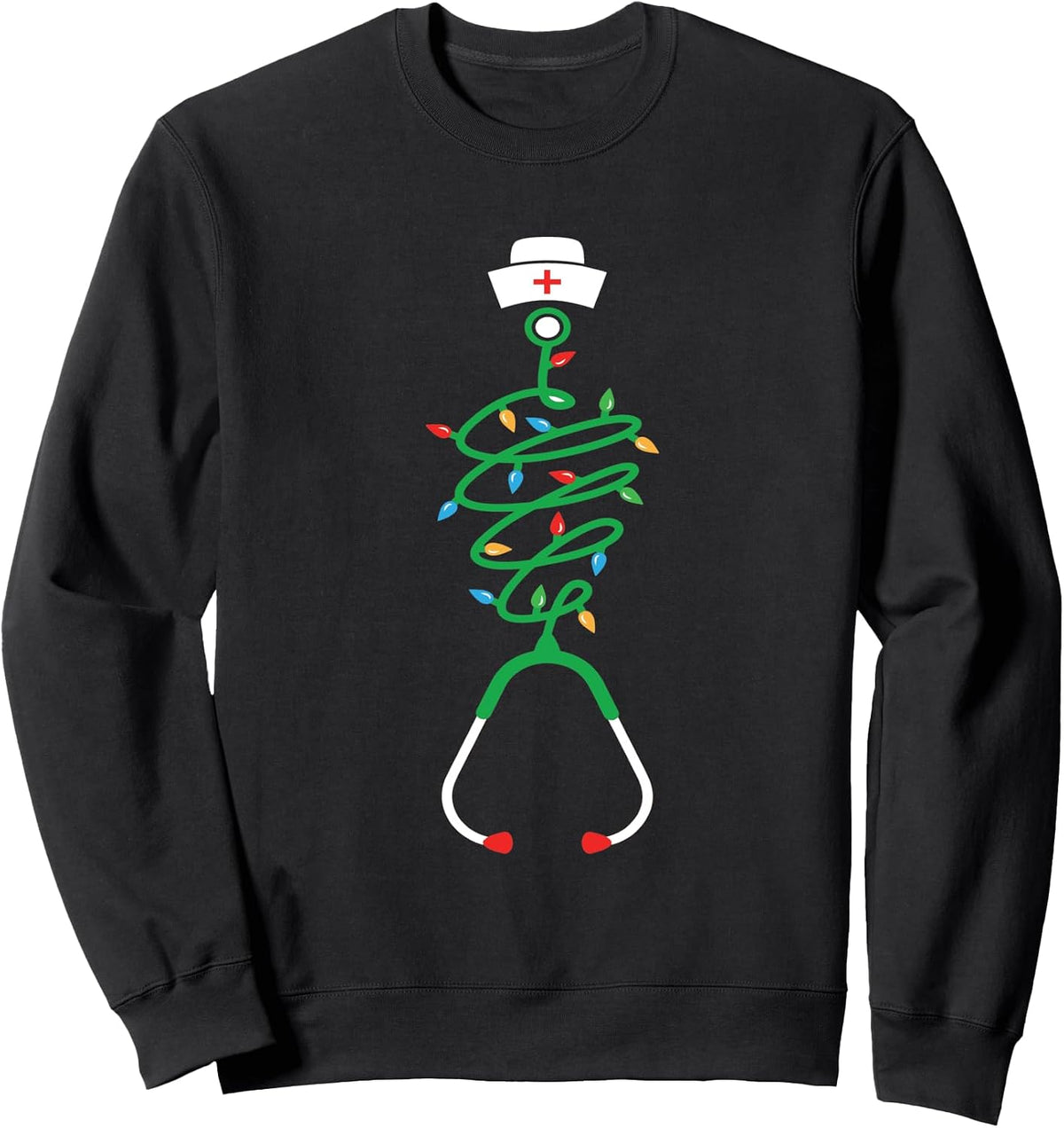 Nurse Christmas Stethoscope Christmas Tree Lights Nurse Xmas Sweatshirt