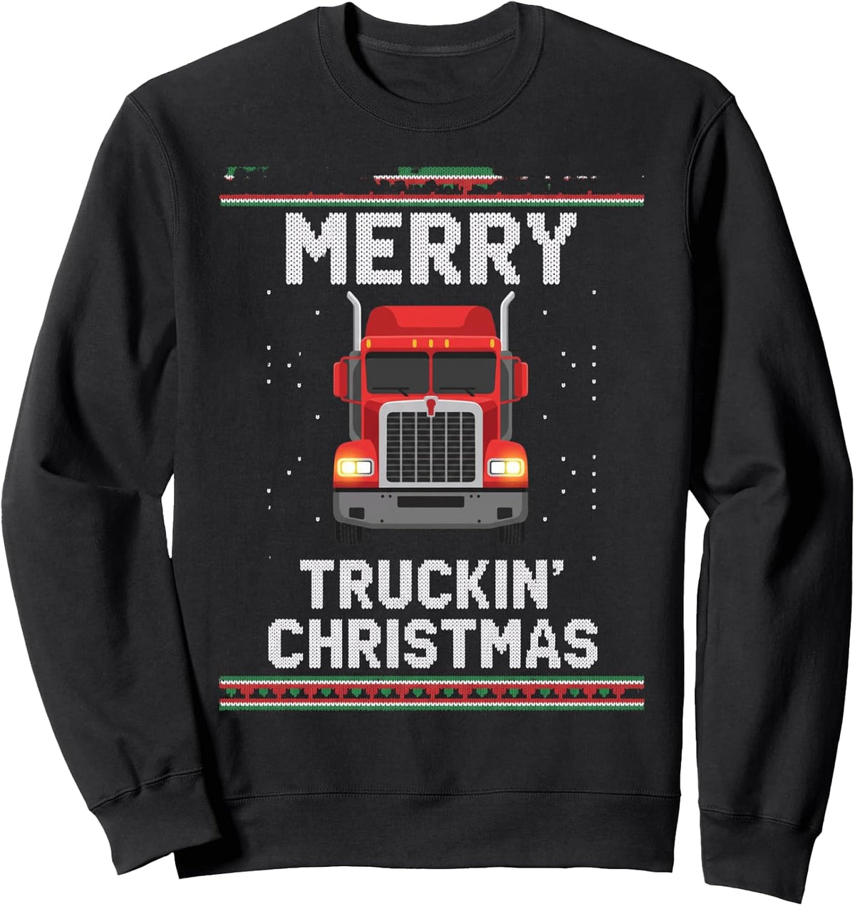 Merry Truckin' Christmas Big Machines & Trucks Red Semi Cab Sweatshirt