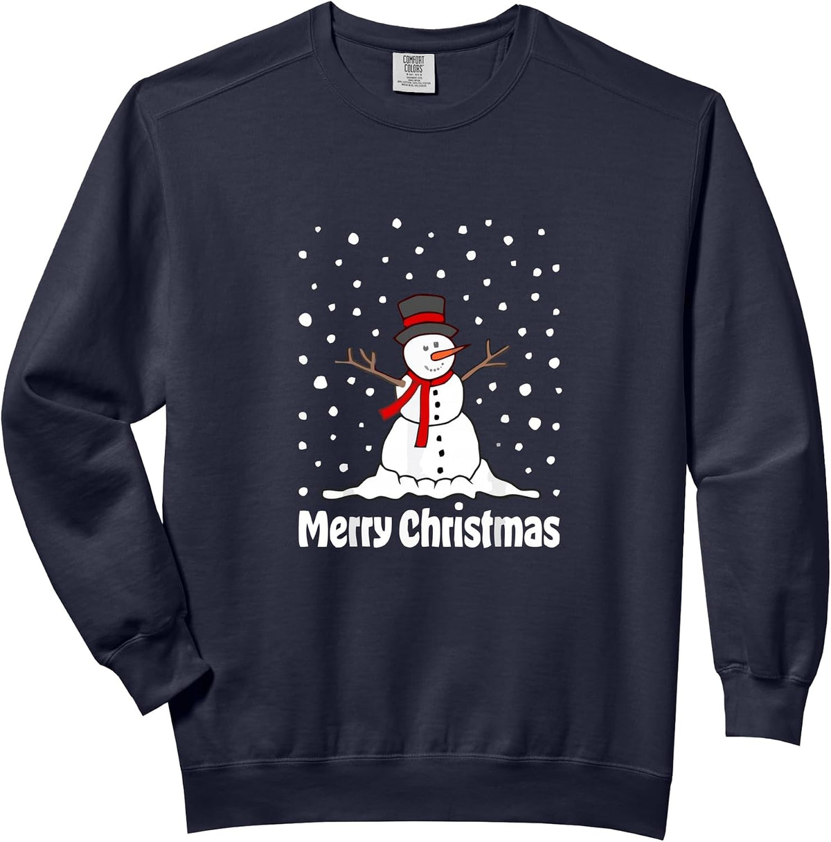 Classic Snowman Falling Snow Graphic Art Comfort Colors Adult Sweatshirt