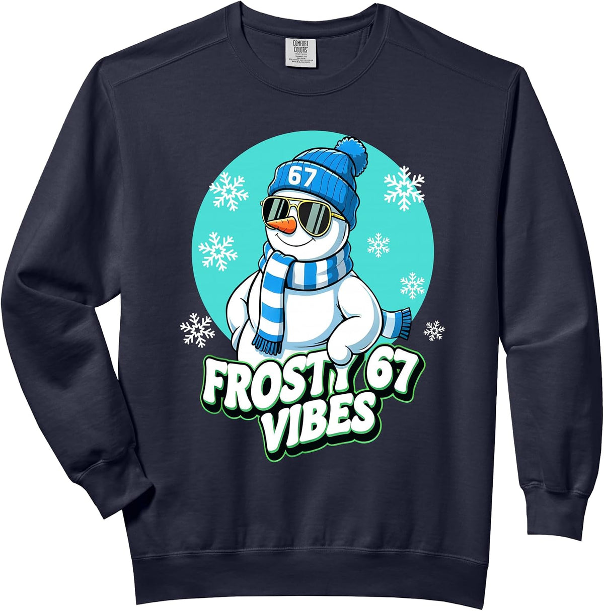 67 Snowman Vibes Winter Six Seven Christmas Meme Kids Comfort Colors Adult Sweatshirt