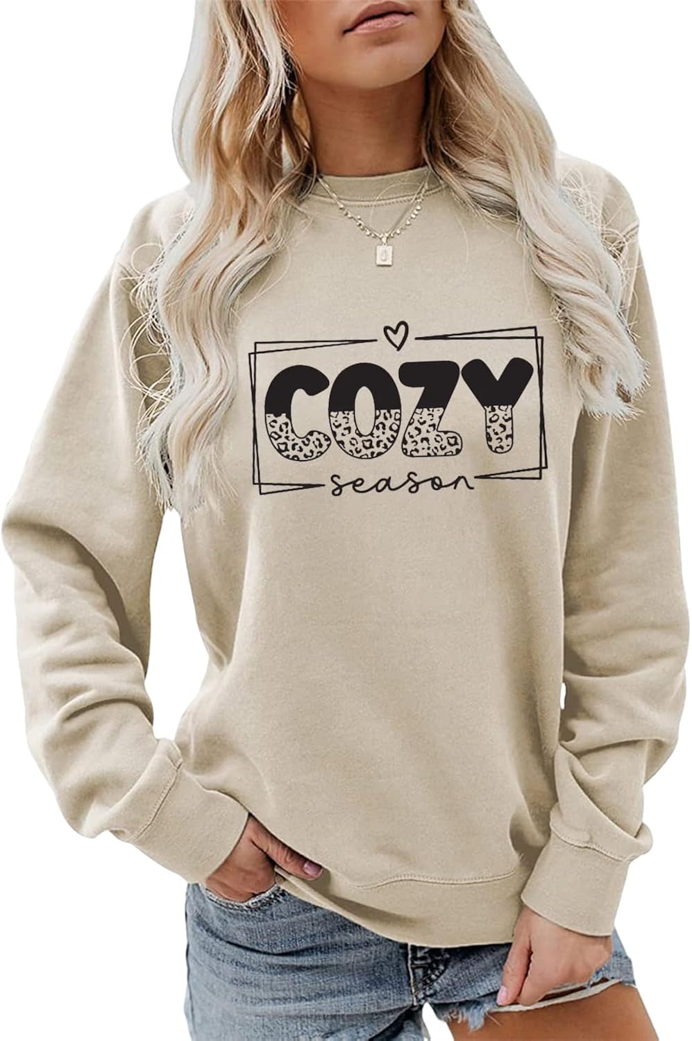 Cozy Season Sweatshirt, Get Cozy Sweater Women Crewneck Leopard Pullover Tops Funny Sweater Weather Fall Shirt Gifts