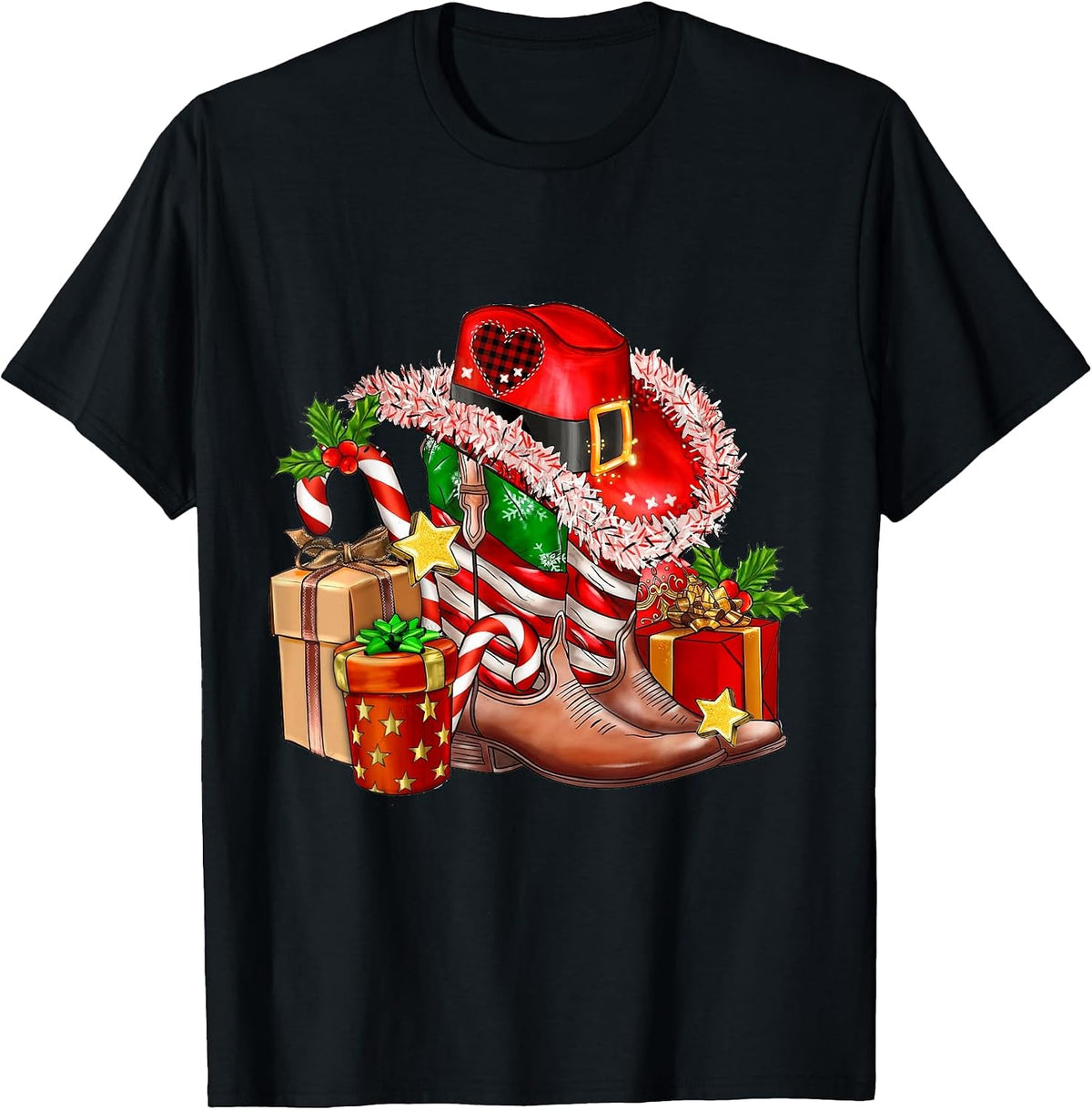Merry Christmas Y'all Western Country Cowboy Boots T-Shirt