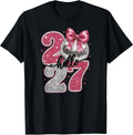 Hello 2027 Pink Disco Ball Coquette Bow Happy New Year 2027 T-Shirt