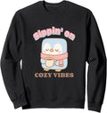 Sipping on Cozy Vibes Penguin, Cute Kawaii Winter Design Sweatshirt