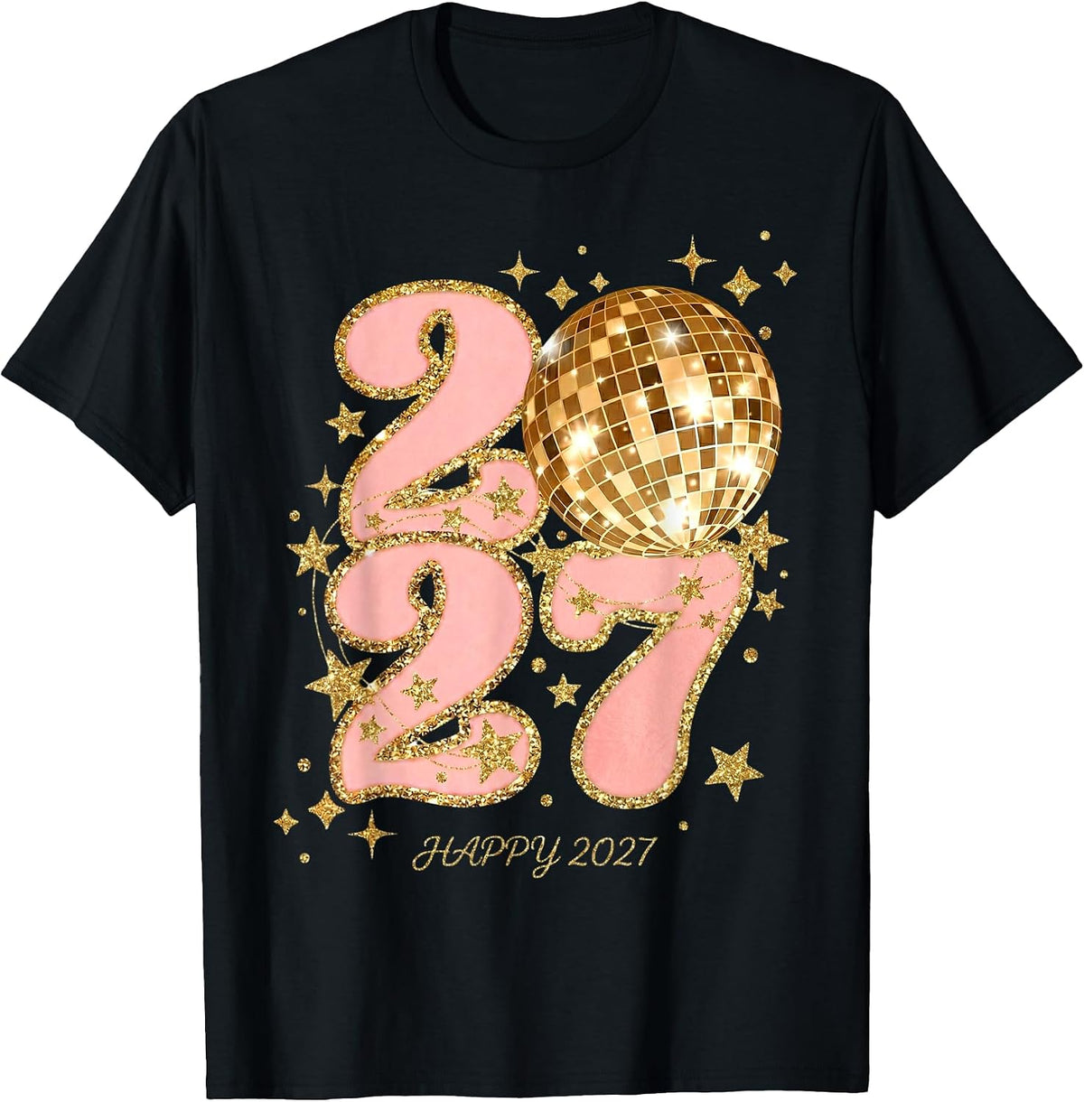 Happy New Year 2027 Eve Party Family Xmas Gold T-Shirt T-Shirt