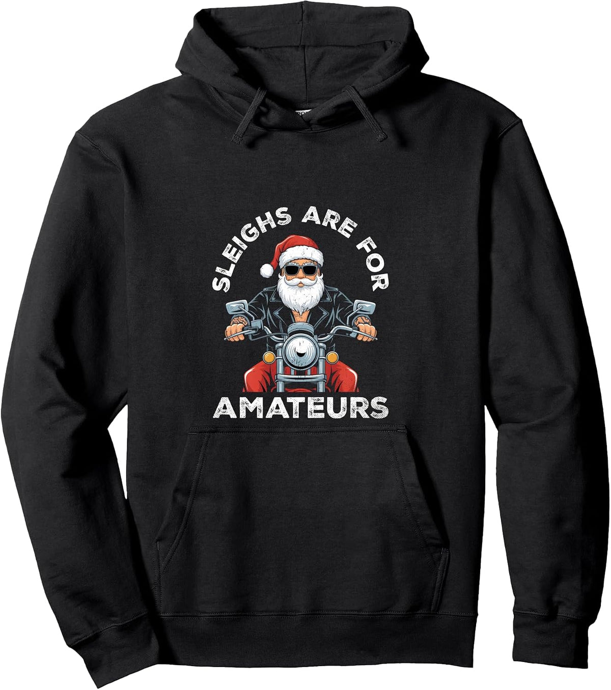 Christmas Funny Santa Claus Retro X-Mas Vacation Motorcycle Pullover Hoodie