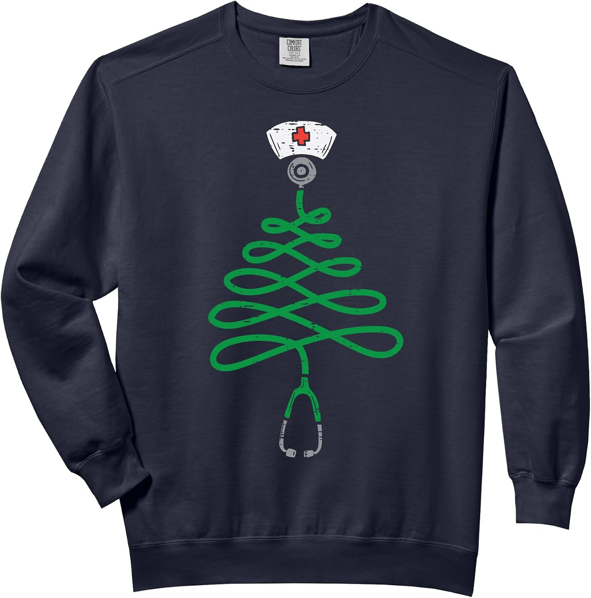 Stethoscope Christmas Tree Nurse Christmas Xmas Comfort Colors Adult Sweatshirt