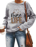 Nurse Life Sweatshirt for Women Funny Letter Print Stethoscope Graphic Long Sleeve Pullover Tops
