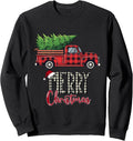 Farm Truck Loaded with Christmas Tree, Plaid, Christmas Sweatshirt