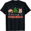 Merry YeehawMas Christmas Cowgirl Western Coquette Pink Bow T-Shirt