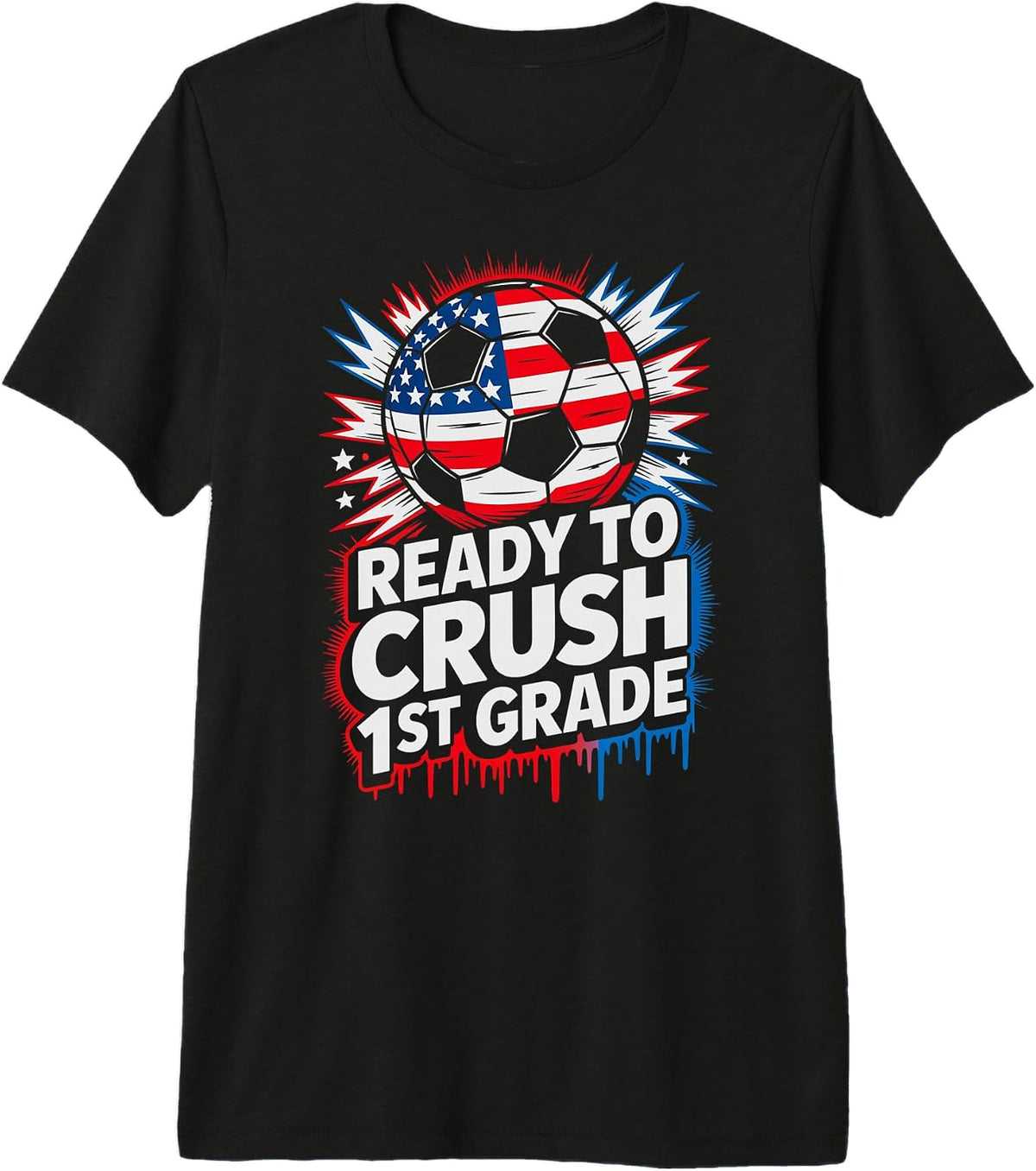 Red White Ready Crush 1st Grade Soccer Teacher Happy Future Premium Tri-Blend T-Shirt