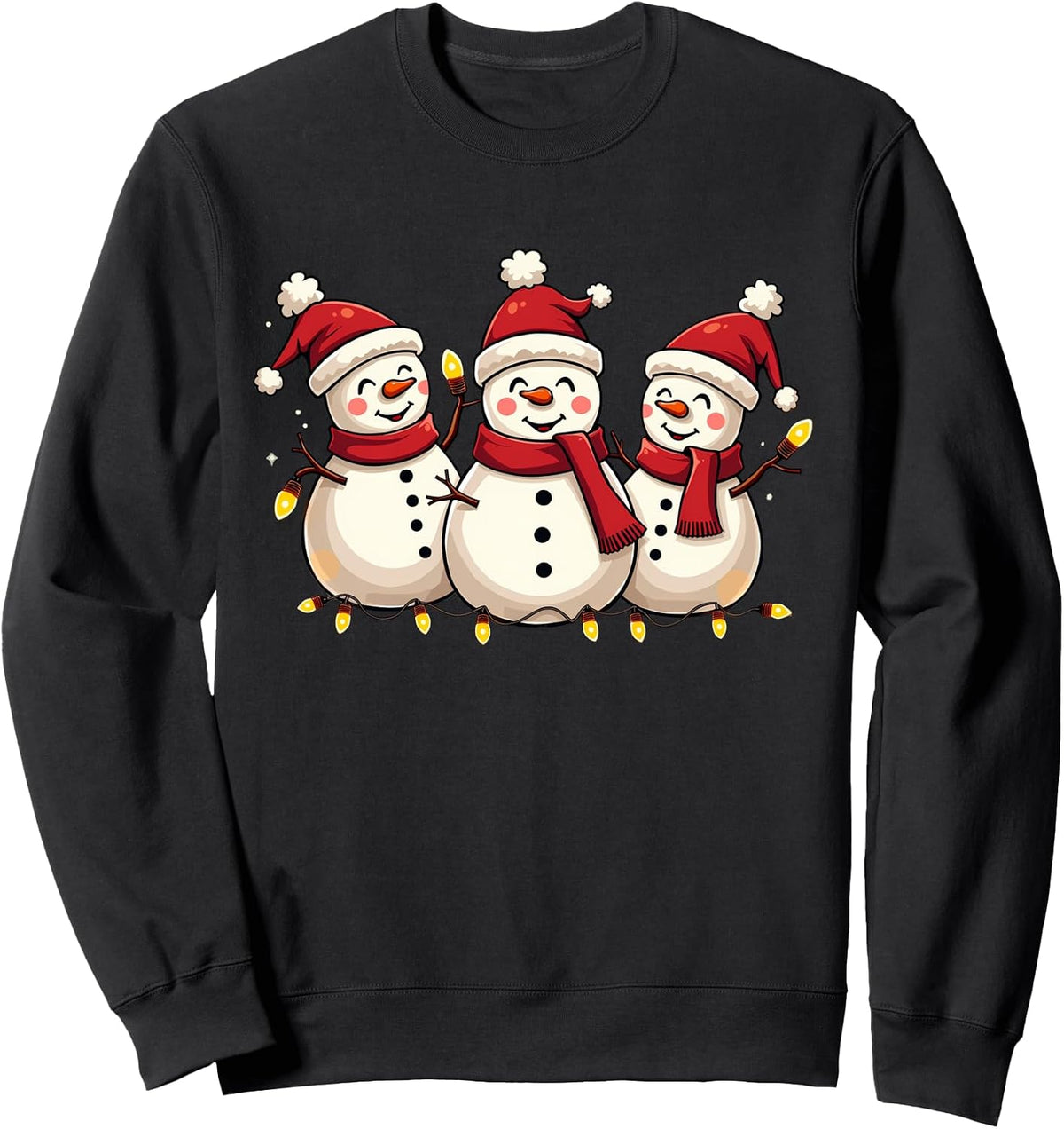 Snowman Christmas Lights Festive Cute Winter Holiday Scene Sweatshirt