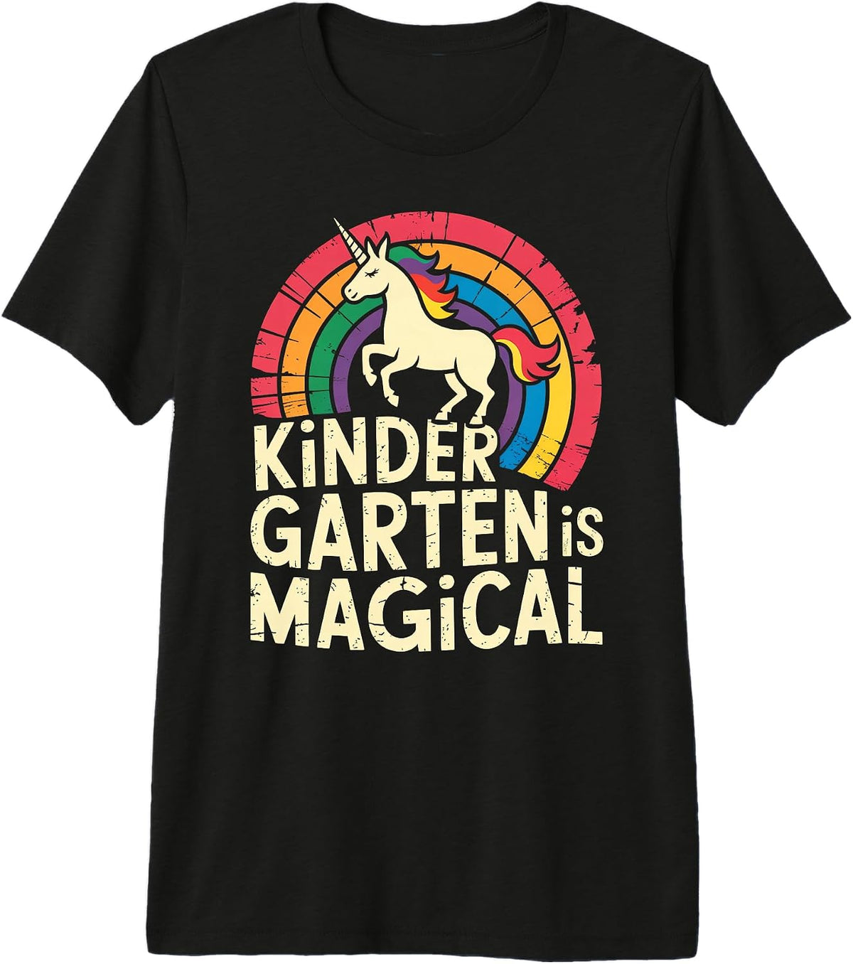 Vintage Kindergarten Magical Kids Unicorn Rainbow Teacher Premium Tri-Blend T-Shirt