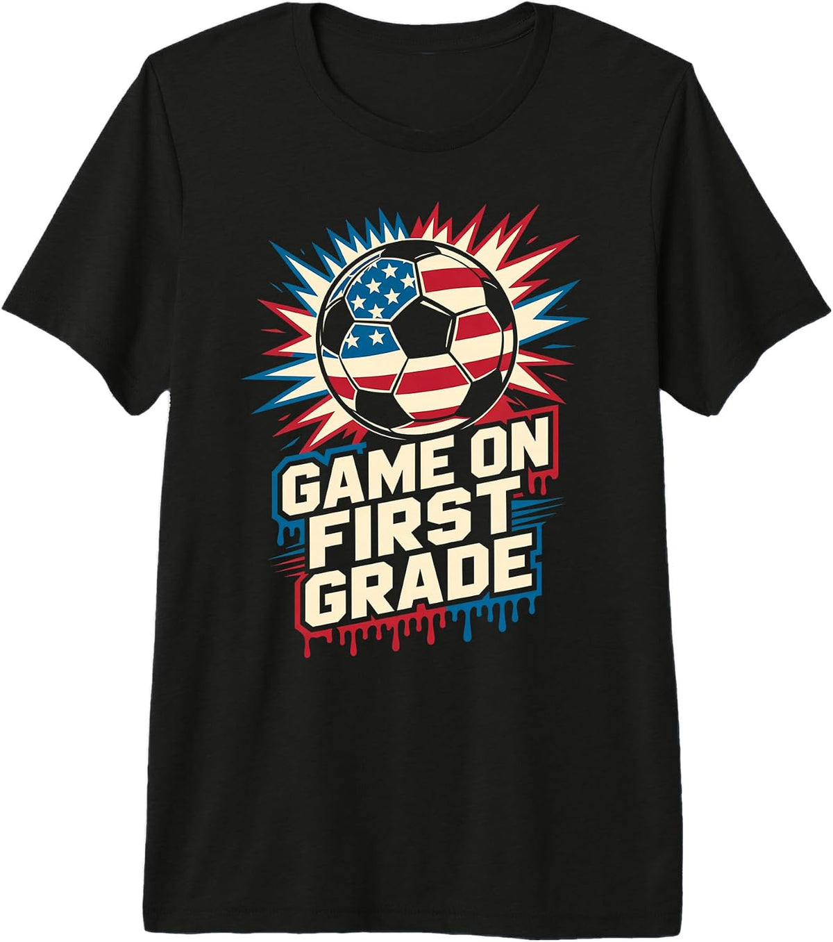 Cute Game ON First Grade Soccer Ready Teacher Happy Future Premium Tri-Blend T-Shirt