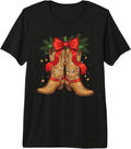Cowgirl Boots Christmas Cowboy Western Coquette Bow Xmas Premium Tri-Blend T-Shirt