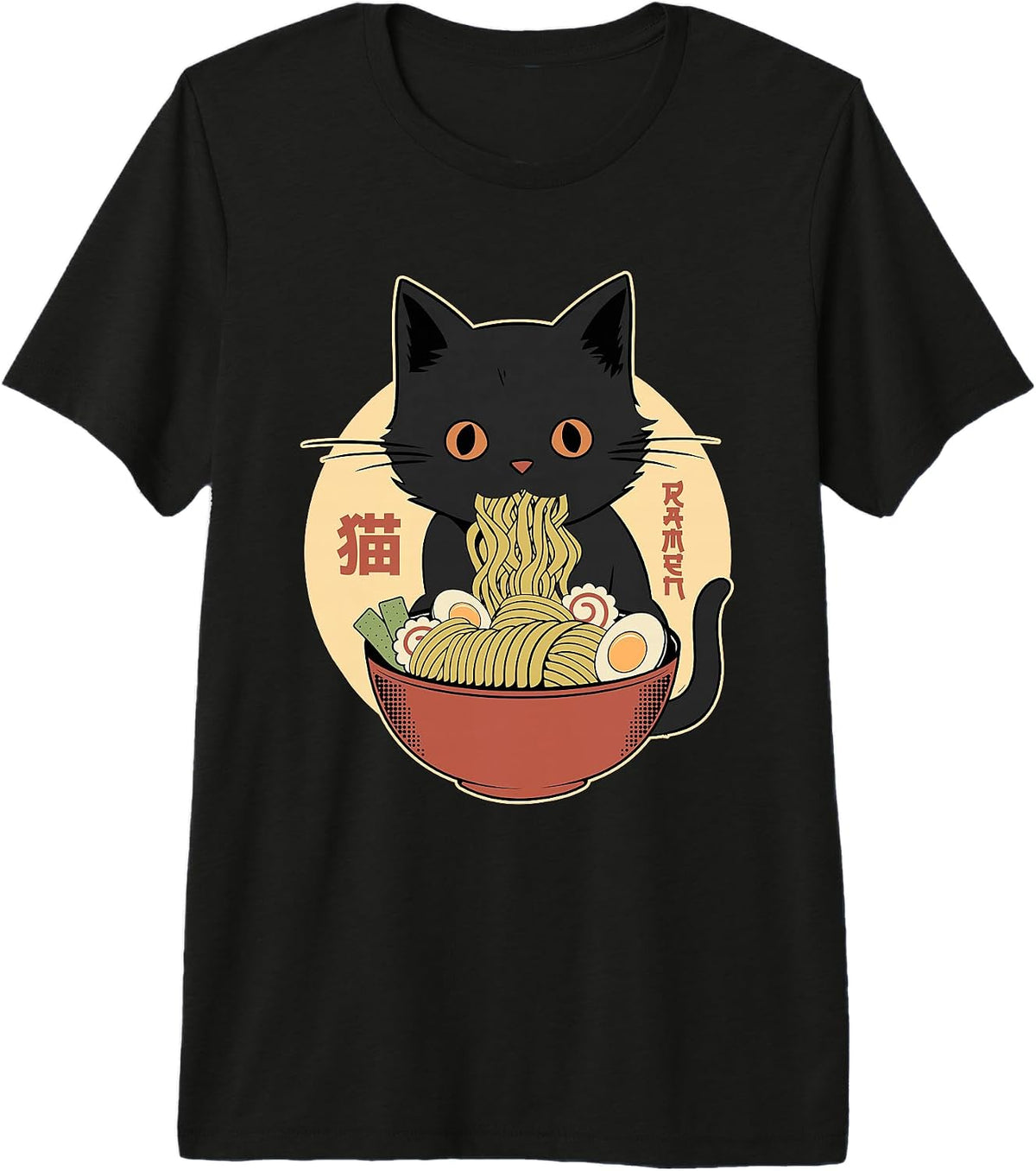 Cat Ramen Funny Graphic Tees Japanese Kawaii Cat Anime Premium Tri-Blend T-Shirt
