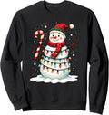 Snowman Christmas Lights Cute Festive Holiday Artwork Sweatshirt