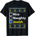 Nice Naughty Jewish Christmas Ugly Hanukkah Menorah Chanukah T-Shirt