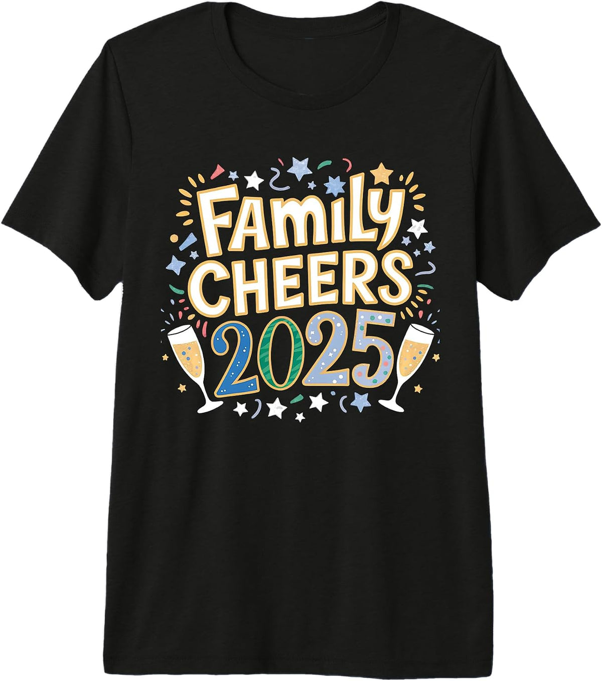 Family Cheers 2025 Festive New Year Party Celebration Premium Tri-blend T-Shirt
