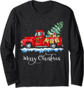 Vintage Merry Christmas Red Truck Old Fashioned Christmas Long Sleeve T-Shirt