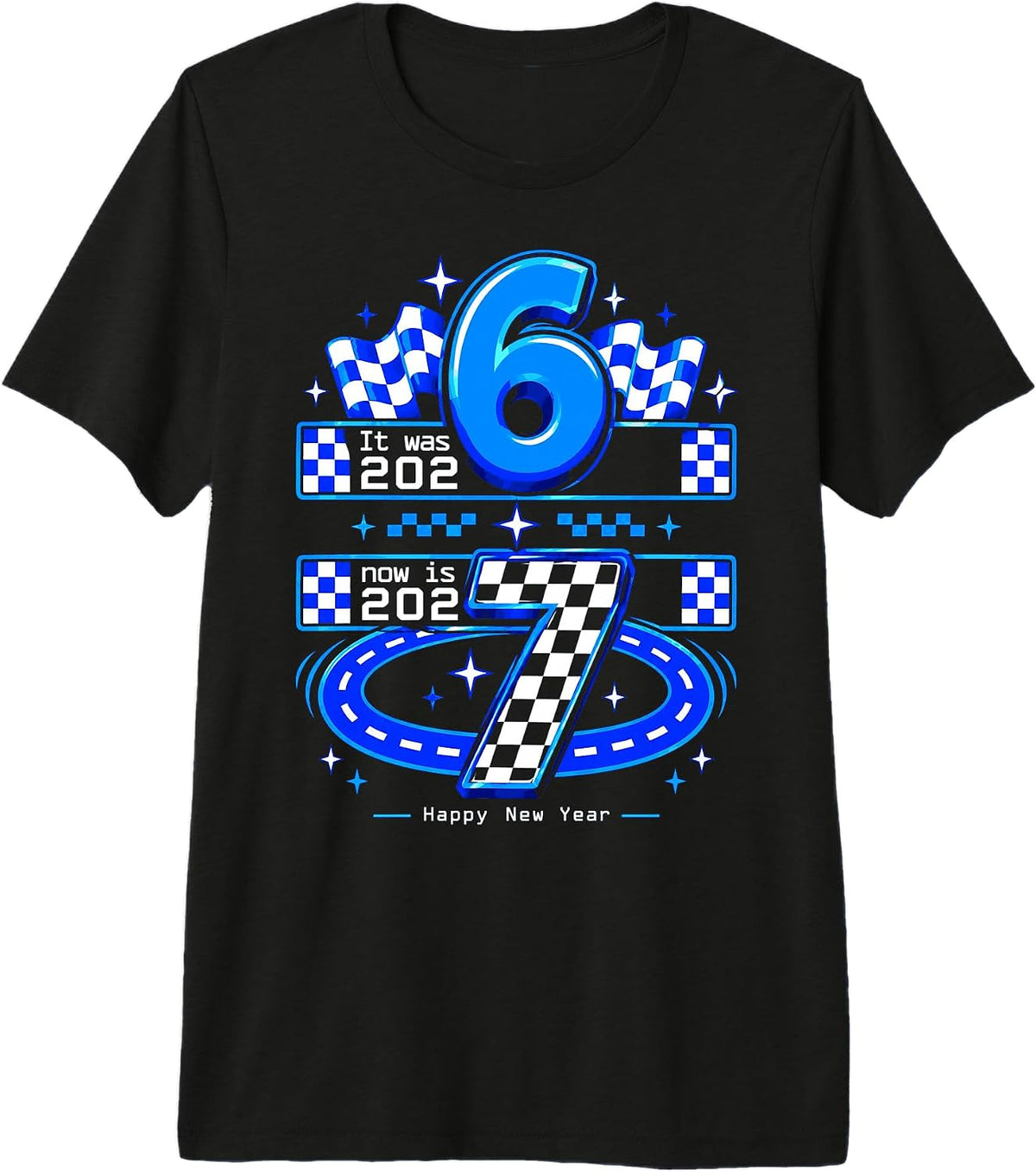 Happy New Year 2027 Racing 67 Six Seven Checkered Flag Premium Tri-Blend T-Shirt