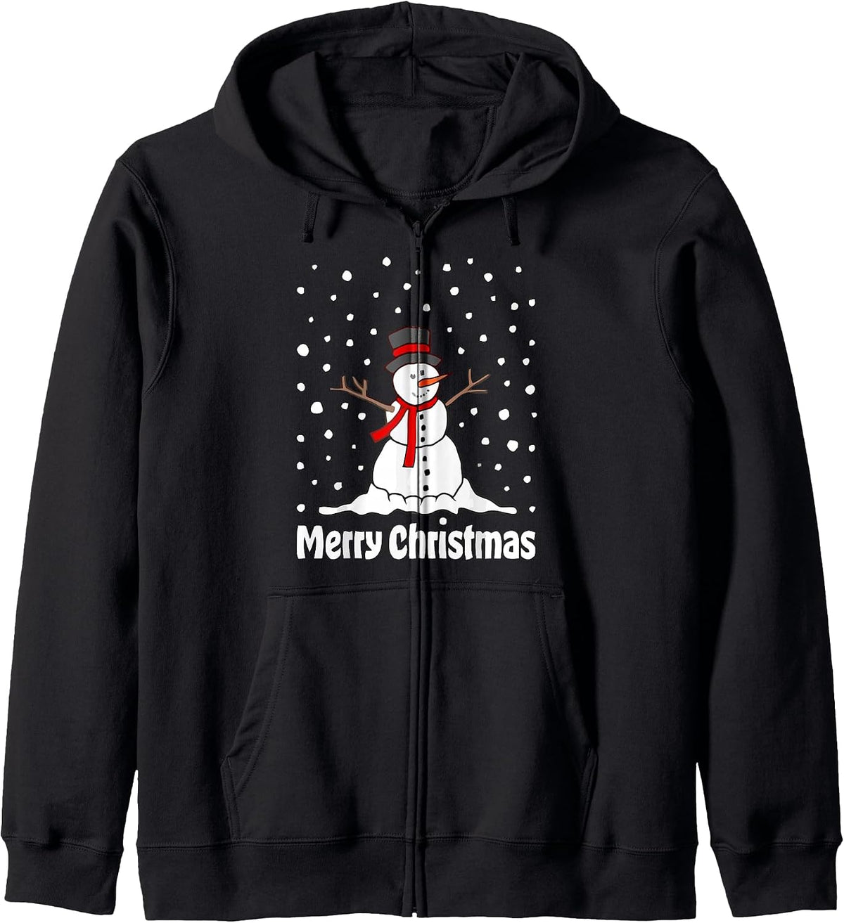 Classic Snowman Falling Snow Graphic Art Zip Hoodie
