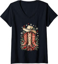 Women's Cowgirl Christmas Boots Retro Western Country Rodeo Winter V-Neck T-Shirt