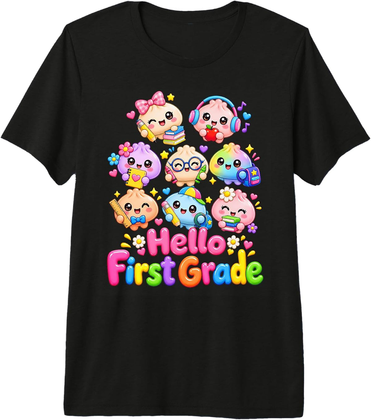 Hello First Grade Dumpling Squad Kids Teacher Outfit 1st Premium Tri-Blend T-Shirt