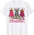 Howdy Christmas Tree Pink Cowgirl Country Women Western Xmas T-Shirt