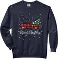 Merry Christmas Christmas Truck Plaid Truck Christmas Men Comfort Colors Adult Sweatshirt