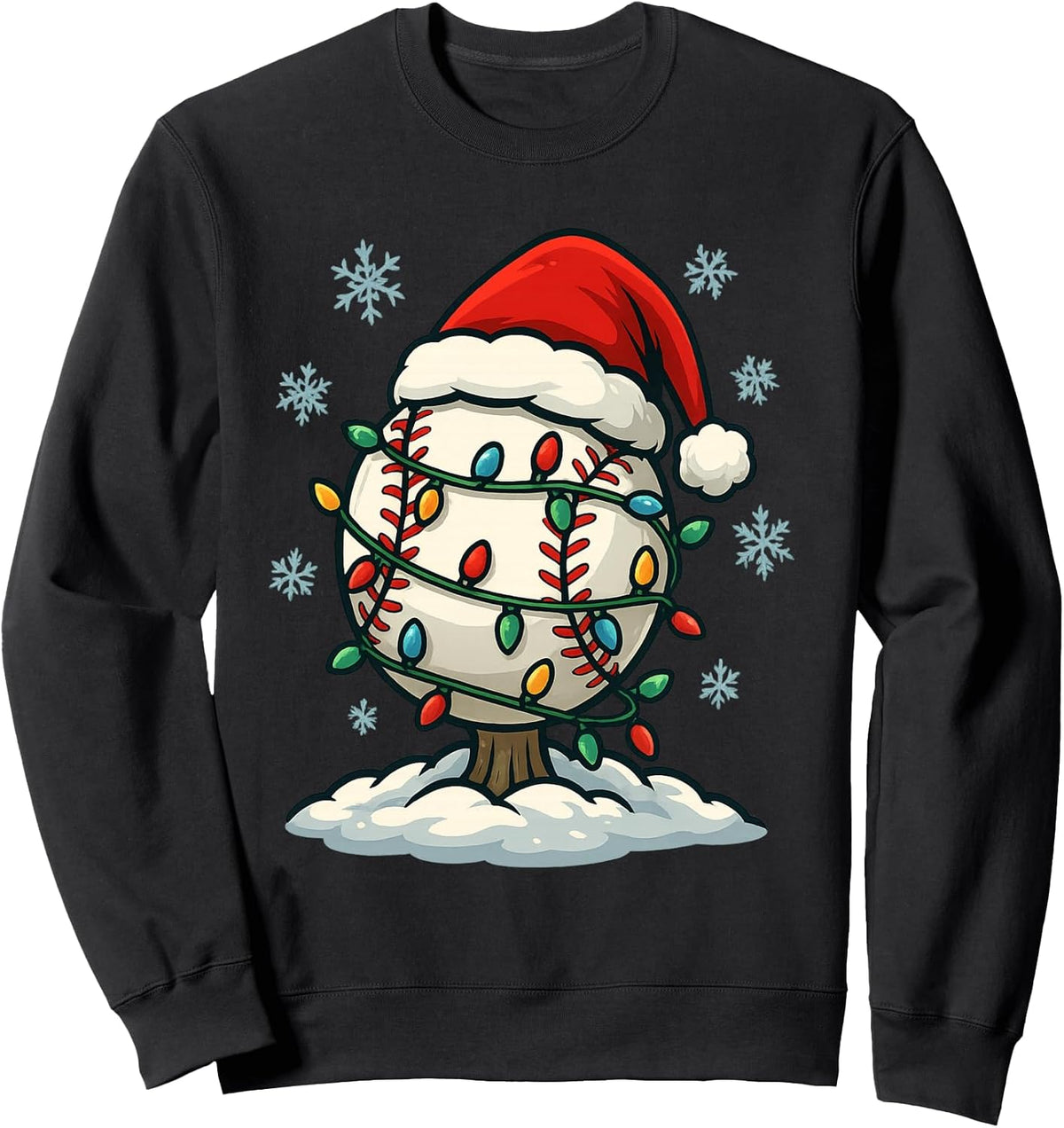 Fun Christmas Lights Wrapped On Cute Baseball Sports Lover Sweatshirt