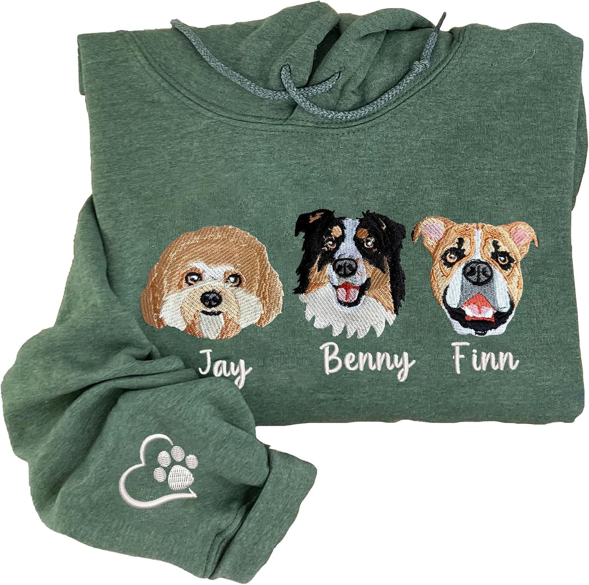 Personalized Dog Embroidered Sweatshirt, Custom Pet Photo Embroidered Sweatshirt, Cat Photo Hoodie, Dog Mom Gift