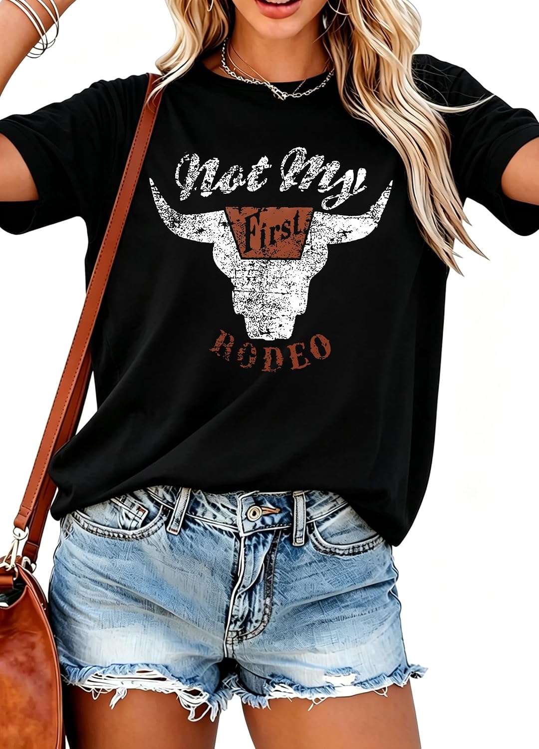 Not My First Rodeo Shirt Women Western Cowboys T-Shirt Vintage Country Music Shirt Retro Cowgirls Howdy Shirt