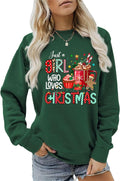 Just A Girl Who Loves Christmas Sweatshirt for Women Cute Christmas Tree Lights Coffee Cup Graphic Crewneck Tops