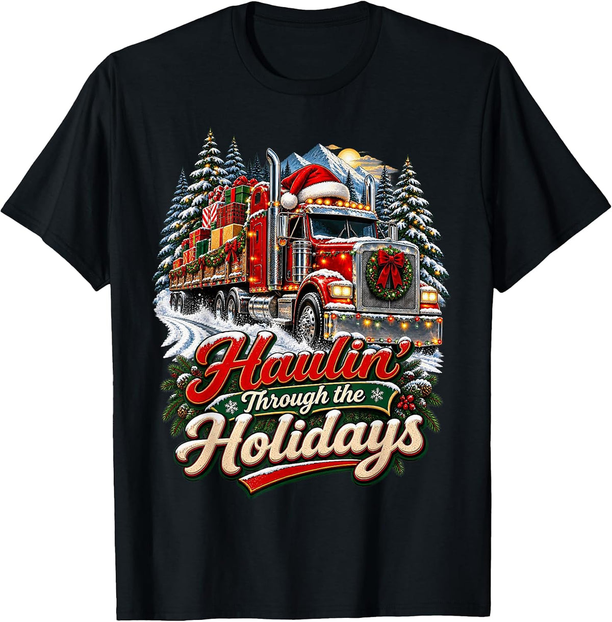 Vintage Truck Driver Christmas Holiday T-Shirt