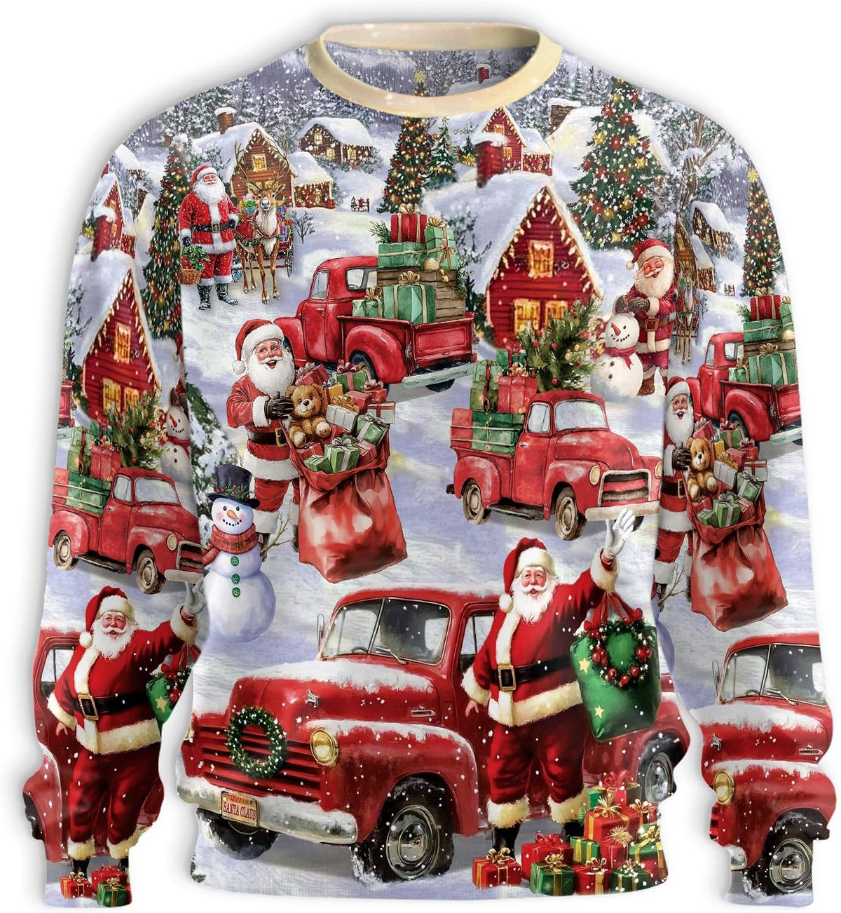 Christmas Reindeer Ornaments Sweatshirt Unisex All Over 3D Crewneck Pullover, Lightweight Fleece Casual Outfit